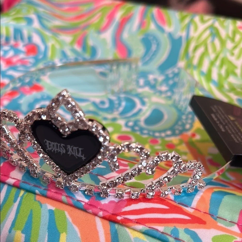 Dolls Kill 3 pack of black Heart silver crystal Tiara crowns new w tag bundle